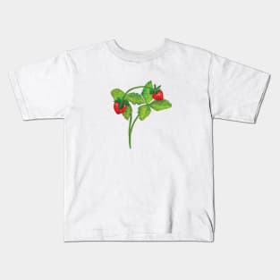 Woodland Wild Strawberry Illustration Kids T-Shirt